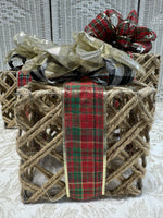 Trio of Farmhouse Jute Wrapped Decorative Christmas Presents