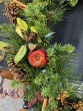XL Faux Fir & Fruit Pre-Lit Wreath AS IS (READ DESCRIPTION CAREFULLY)