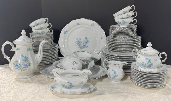 83-Piece Winterling Tivoli Blue Floral Bavarian China Set