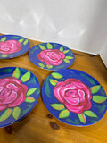 Rose Design Melamine Salad Plates