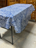 Blue Paisley Oval Fabric Table Cloth, 70"x35"