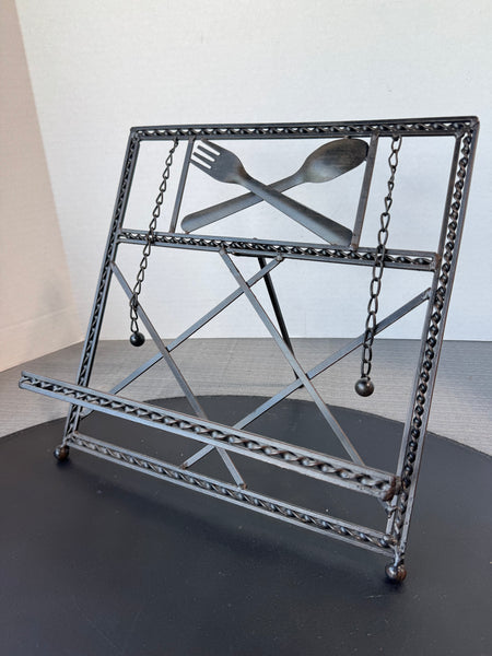 Wrought Iron Cookbook Stand with Page Weights