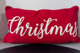 Christmas Embroidered Red Rectangular Throw Pillow
