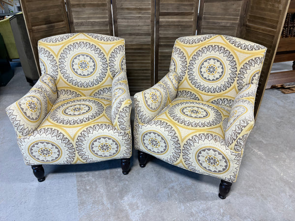 Pier 1 Imports Pair of Chairs, yellow/gray tones