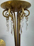 Pair of Bejeweled Gilded Metal Pillar Candle Holders