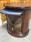 Oval End Table/Cabinet, with Tray Pullout