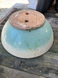 Large Shallow Green Glazed Terracotta Planter (Two Available)