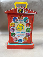 Vintage Fisher-Price Teaching Clock Wind Up Music Box 1962-1968 // READ DESCRIPTION \\
