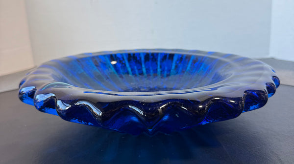 Blenko Vintage Cobalt Blue Art Glass Bowl