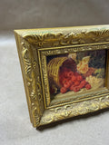 Gold Ornate Framed Raspberries And Bee Still Life Miniature Print (A)