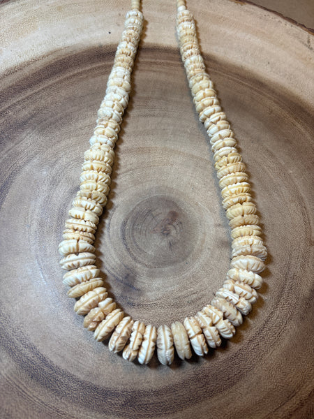 Carved Disc Beaded Necklace