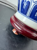 Botanical Blue & White Chinoiserie Ceramic Urn Lamp (WORKS)