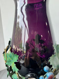 Empoli Amethyst Italian Vintage Blown Glass Lidded Wine Dispenser in Metal Stand AS IS (READ DESCRIPTION CAREFULLY)
