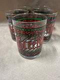 (B) Set Of 5 Houze “Seasons Greetings” Stained Glass Tumblers With Gold Rim