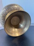 MCM Brutalist Style Vintage Etched Brass Centerpiece Pedestal Bowl