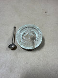 Clear Glass Salt Cellar With Silverplate Rim And Spoon (a)