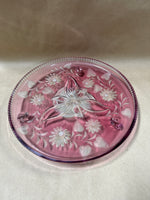 Floral Pink Footed Cake Plate
