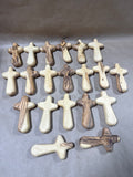 Hand Carved Comfort Cross Made From Natural Olive Wood - 20 Pieces