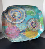 Signed Jeanne Wassenaar Art in Motion Bohemian Glass Tray