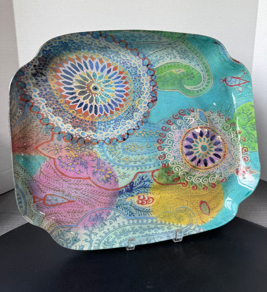 Signed Jeanne Wassenaar Art in Motion Bohemian Glass Tray