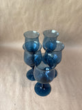 Set Of 5 Blue Small Wine Goblets