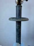 Hand Made Blue Washed Metal Scroll “Smile” Table Lamp (WORKS)