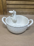 Ceramic Basket with Peeking Bunny