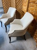 Upholstered Chairs with Tack Accents, Set of 2, Linen Color Fabric (Set B)