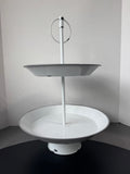 Ashland Farmhouse Style Distressed White Metal 2-Tier Display