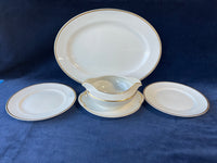 4 Piece Lot of National Dinner Ware - La Rosa Pattern, 18 Carat Gold Trim