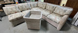 Lexington Casual Off White/Cream Wicker/Rattan Sectional Sofa with Glass Top Table