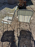 Pair of Blue & Brown Striped Folding Lawn Chairs