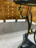 Neoclassical Style Brass & Metal Side Table with Glass Top