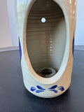 Williamsburg Pottery Blue Leaf Salt Glazed Colonial Bottle Candle Holder