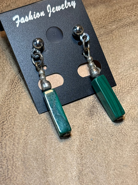 Silver & Green Earrings