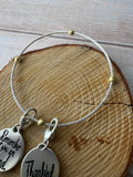 Inspirational Charm Wire Bangle Bracelet