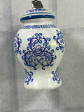 Blue & White Glass Ginger Jar Ornament, 4"H, 9 Available, PRICED INDIVIDUALLY