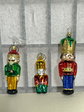Nutcracker Glass Ornament Lot, 3 pc