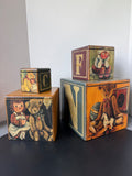 4-Piece Maude Risher Ciardi Folk Style Wooden Block Nesting Box Set