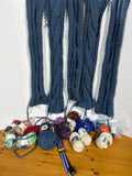 Knitted Scarf And Yarn Skein Lot With Knitting Needles