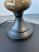 Black Metal & Marble 3-Way Candlestick Table Lamp (WORKS)