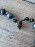 Faux Blue Pearl Vintage Necklace & Bracelet Set