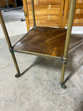 Vintage Petite 2 Tier Side Table on Caster, with Brass Legs and Pineapple Accents