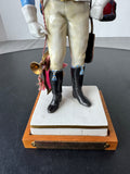 Chasseurs a Cheval Van Gerdinge Sitzendorf Porcelain French Soldier with Wooden Base AS IS (READ DESCRIPTION CAREFULLY)