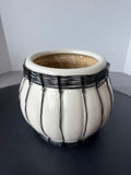 Wireframe Designed Off White Pottery Planter (2 AVAILABLE—PRICED INDIVIDUALLY AT $20 EACH)