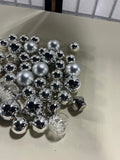 Silver Tone Plastic Ornament Lot, 45+ pieces
