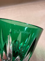 (A) Green Faberge Cut Glass Vodka Shot Glass — Signed Faberge
