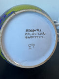 Faenza Italian Majolica Garofano Carnation Large Vintage Pottery Wine Flask