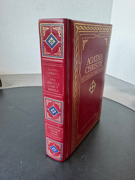 5 Hercule Poirot Novels by Agatha Christie Chatham River Press Leather Edition Vintage Hardcover Book