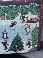 Christmas Penguins Tapestry Throw Pillow